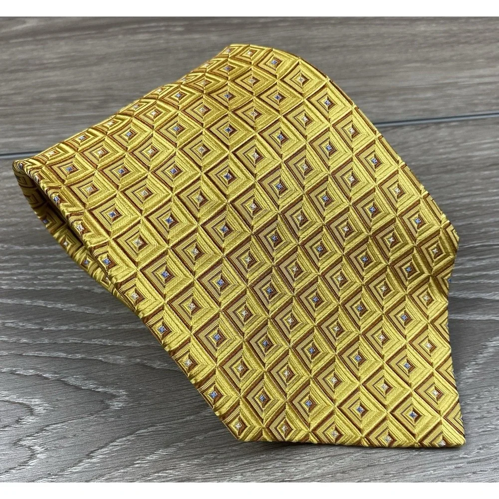 Robert Talbott Men's Best Of Class Square‎ Pattern Necktie Gold 57